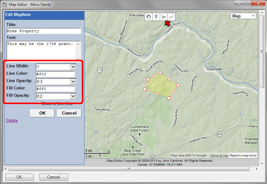 Adding Colored areas