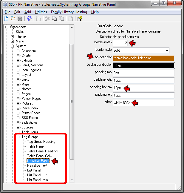 Syles for Tag Groups