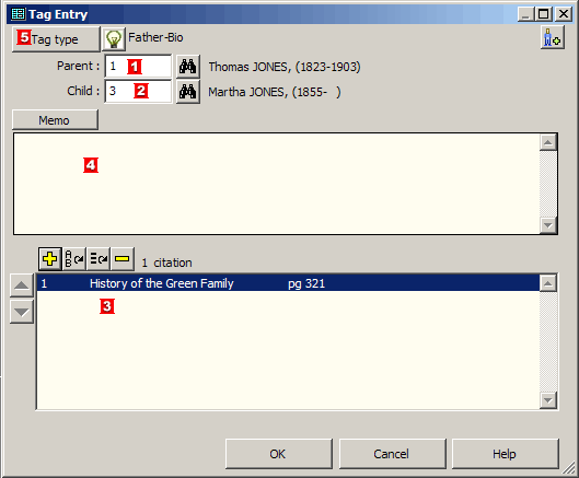 Tag Entry screen - Relationship