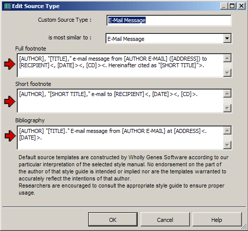 Edit Source Type screen